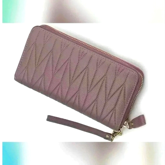 Unbranded Handbags - Genuine Leather Womens Wallet Card Holder Large Wristlet Clutch  (Purple) NWOT